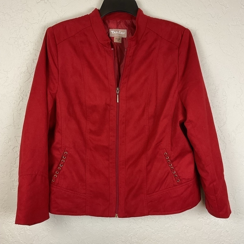 Women’s Tanjay Red Zip Up Faux Suede Jacket Size 14P